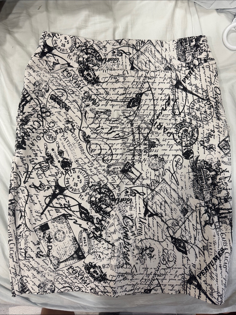 Joseph Ribkoff Black Script Print Pencil Skirt on Cream